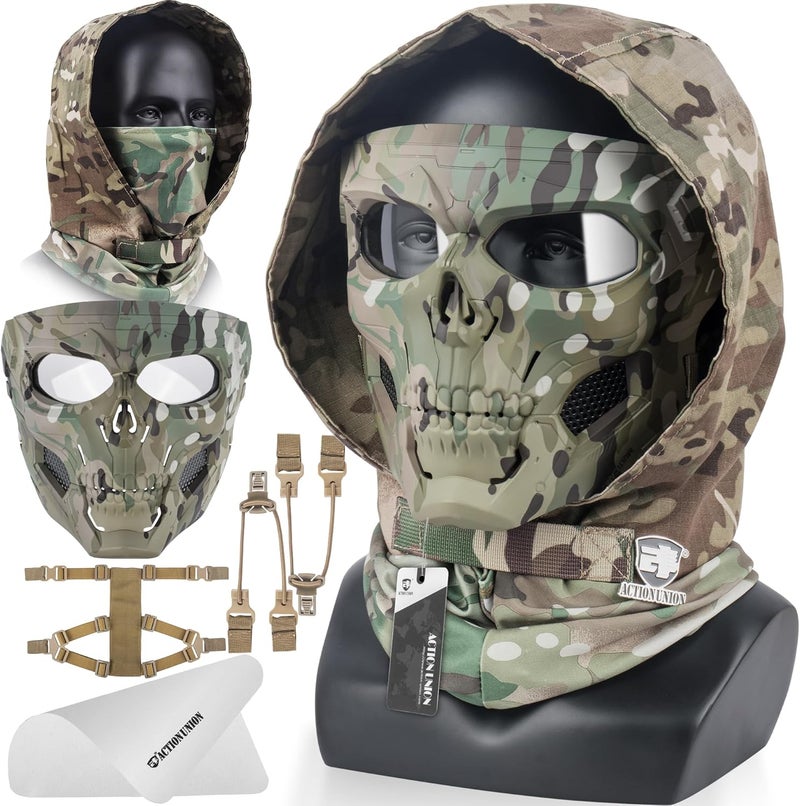 ACTIONUNION Airsoft Mask Full Face Skull Balaclava Face Mask Men Skeleton Mask Tactical Protective Paintball Mask Halloween Cosplay Costume - Image 1